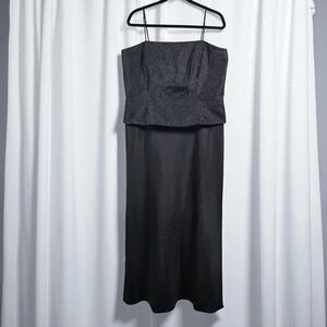 Chadwick's Black Beaded Formal Dress Woman Size 16 Sleeveless Evening Party Gown